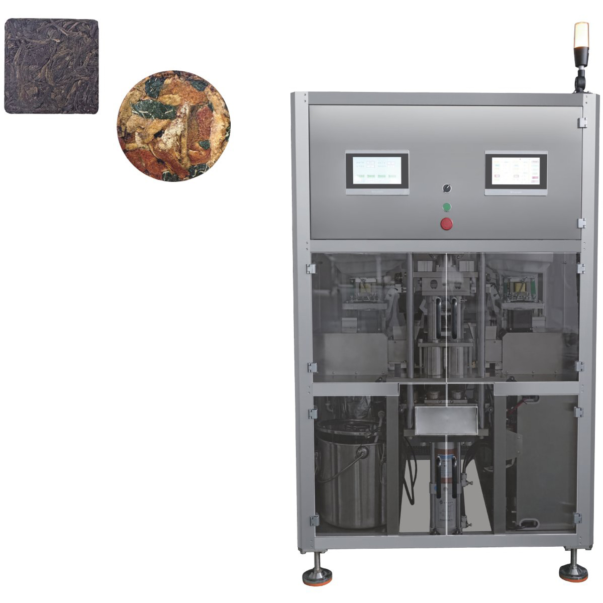 double hopper automatic tea cake squeezing machine